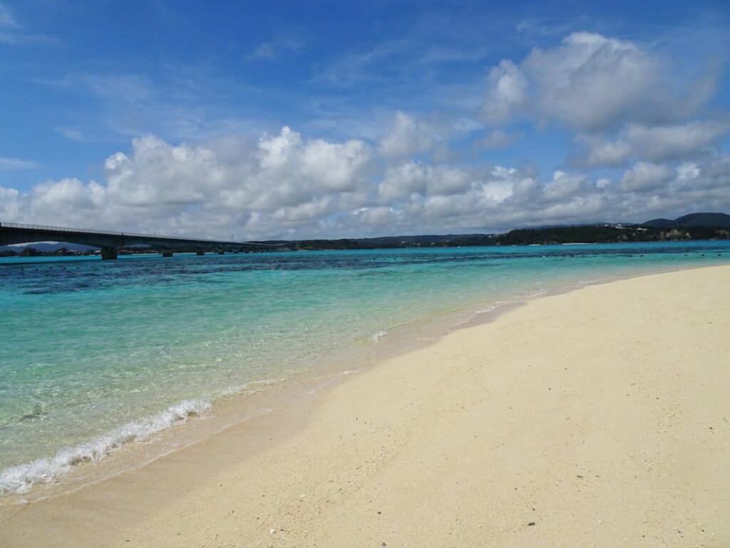 A beautiful Okinawan beach with crystal-clear turquoise water